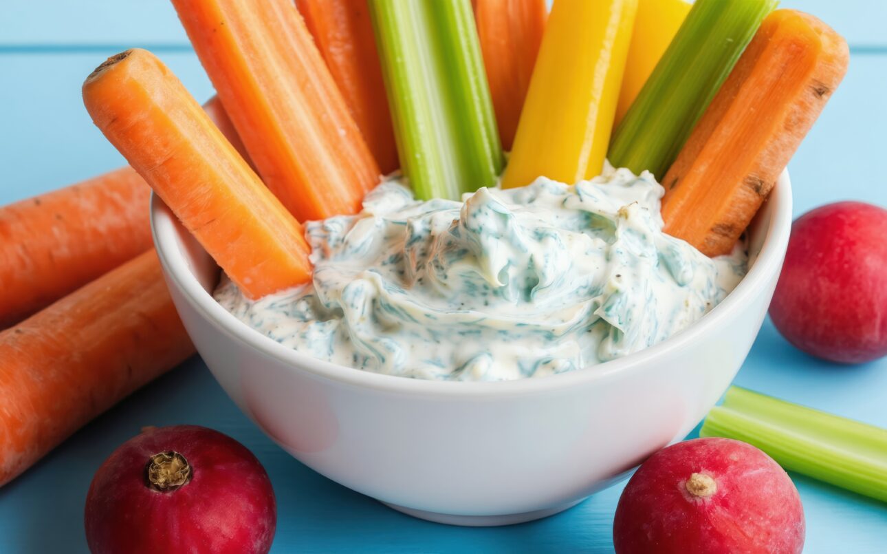 vegetable sticks and dip