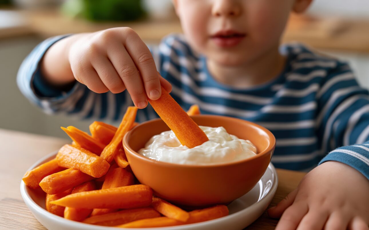 child with carrot sticks