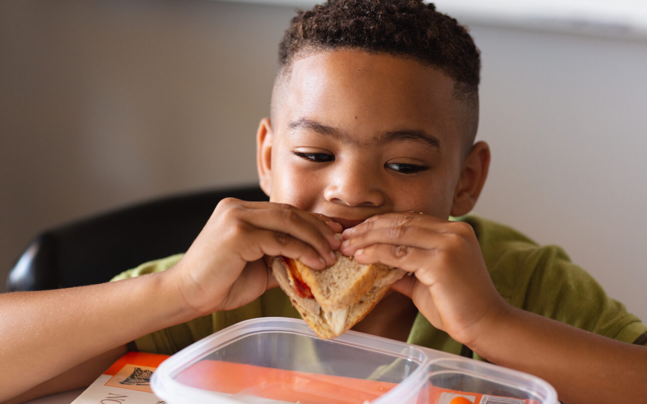 boy eating sandwich