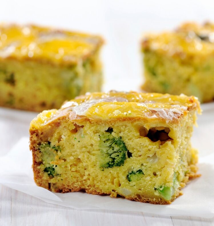Three pieces of pork and broccoli slice