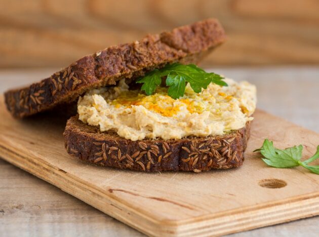 Egg sandwich on wooden board