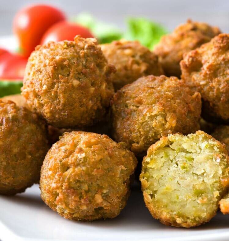 a group of falafels on a plate