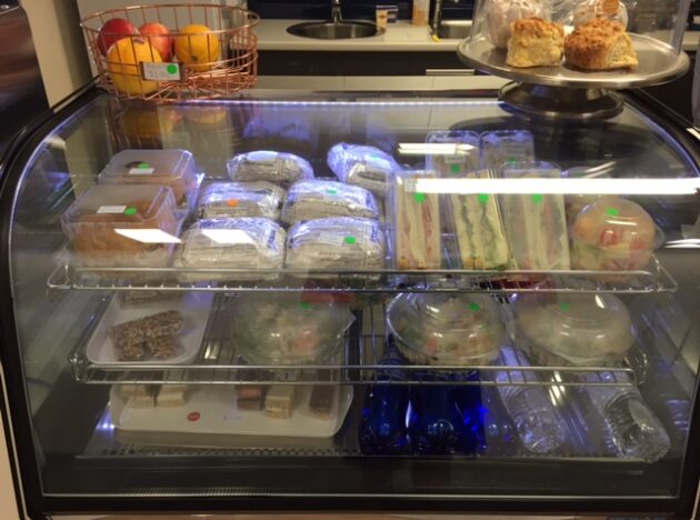 Food display case with sandwiches