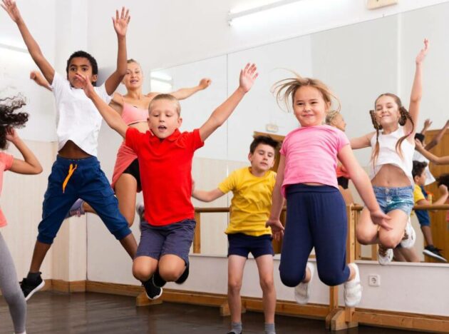 Children jumping in a room