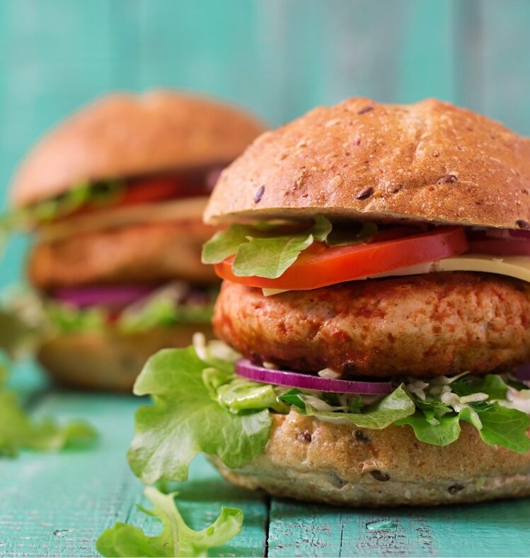 Two Mighty Valley deluxe chicken burgers