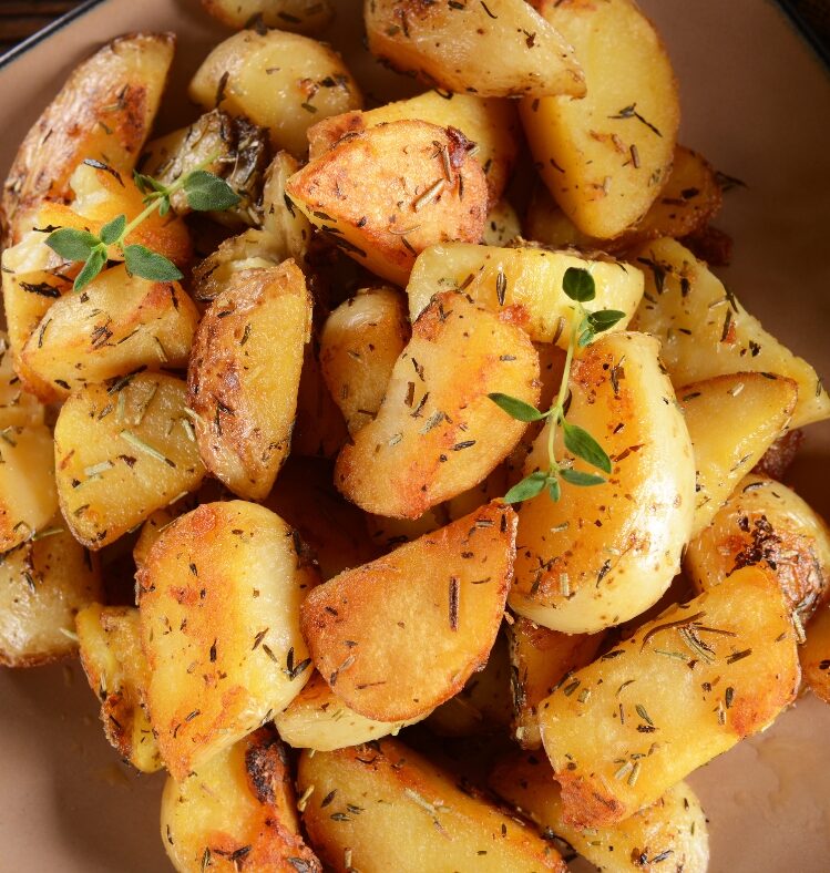 a stack of chat potatoes