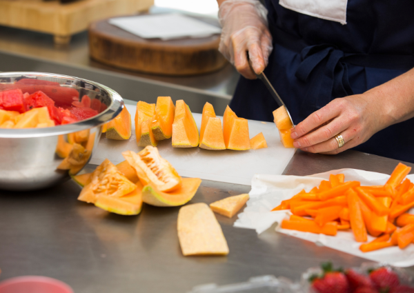 Cutting up fruit