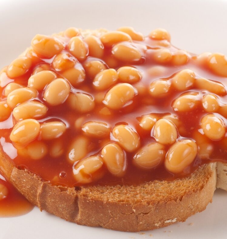 Baked beans on a piece of toast