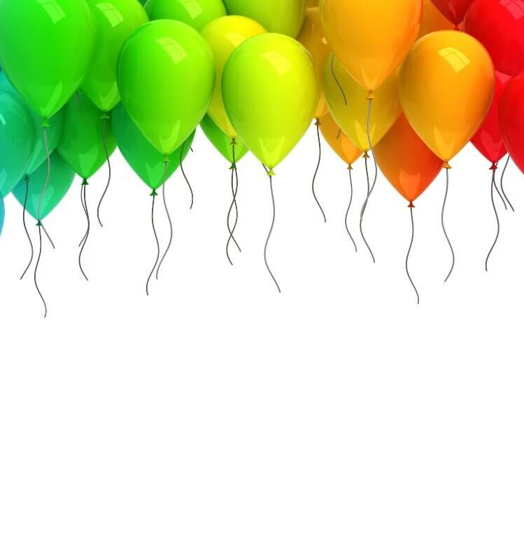 a row of colourful balloons