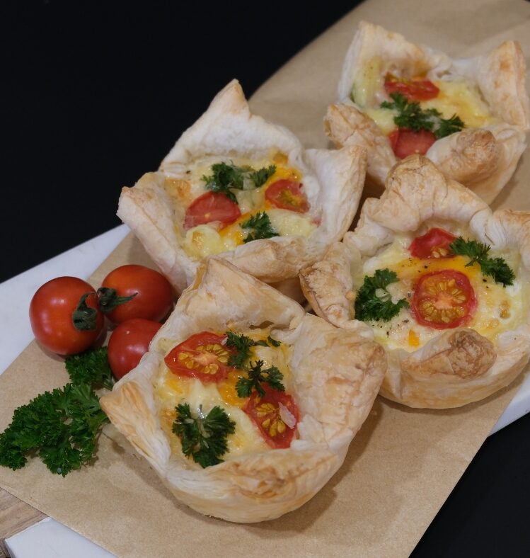 Egg and sundried tomato filo cups