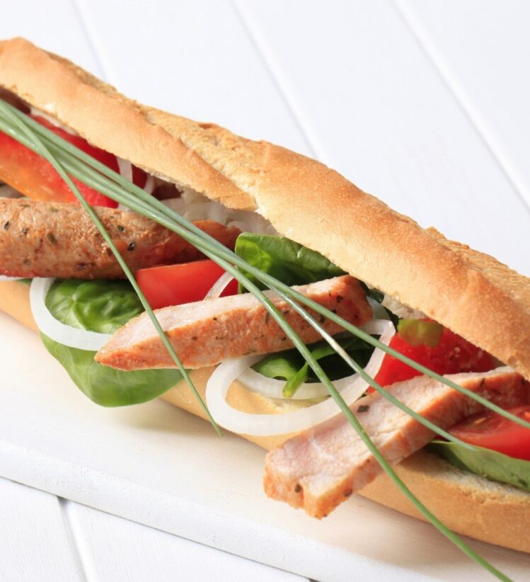 Moroccan chicken and salad in Turkish bread roll