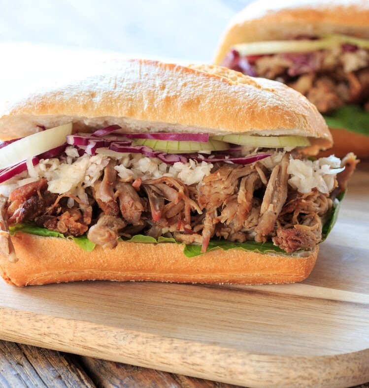 Two Moroccan pulled lamb burgers with salad filling