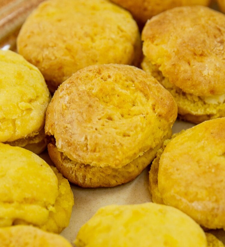 Roast pumpkin, red onion and cheese scones