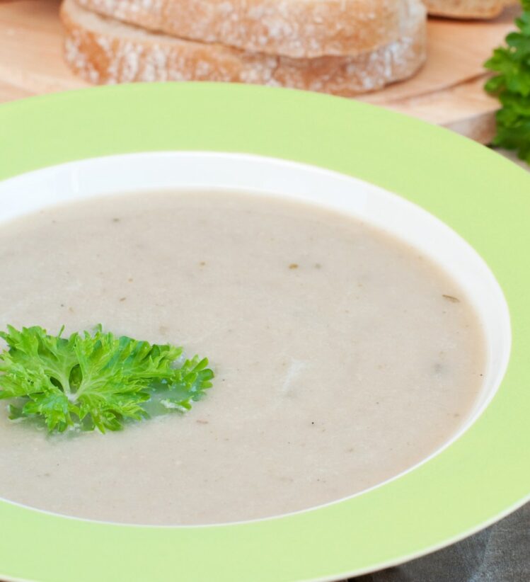 white bean soup in bowl plate