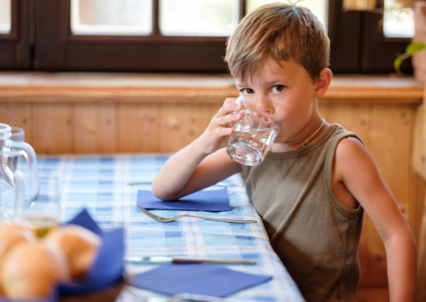 Boy drinking water